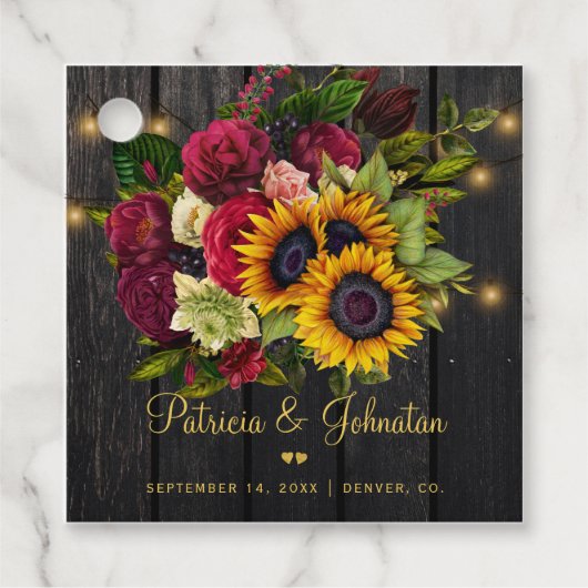 素朴フローラ金ゴールドエレベ感謝していウェディング フェイバータグ (正面)