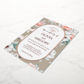 素朴フローラ金ゴールド楕円フレ結婚ーム 箔招待状 (回転した状態)