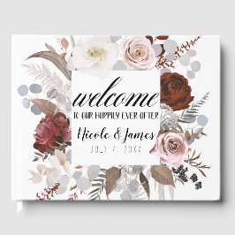 素朴フローラ開花赤面グレイ結婚レッド ゲストブック