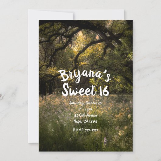 素朴フローラ魅惑の森の花Sweet 16 招待状 (正面)