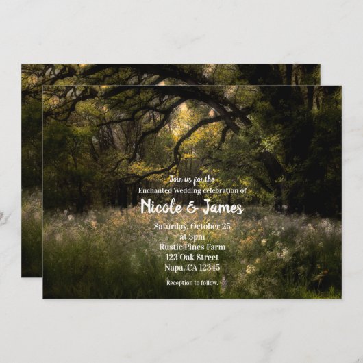 素朴フローラ魅惑の森結婚の木の森 招待状 (正面/裏面)
