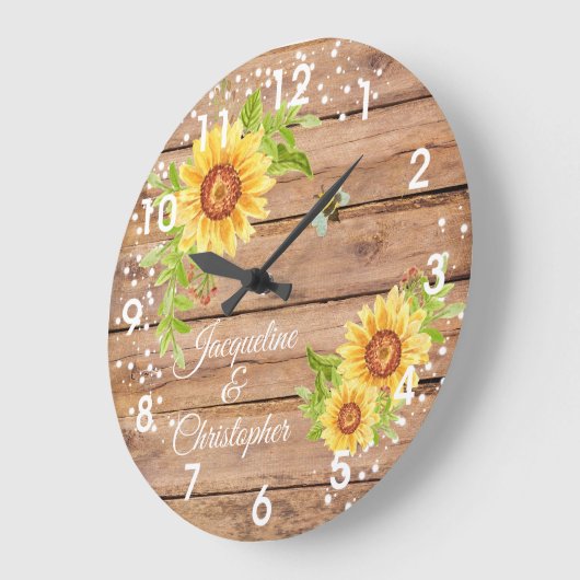 素朴フローラ黄ひまわり大時計 ラージ壁時計 (傾斜)