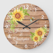素朴フローラ黄ひまわり大時計 ラージ壁時計 (正面)