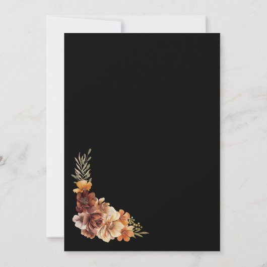 素朴フローラ黒結婚の後のパーティー 招待状 (裏面)