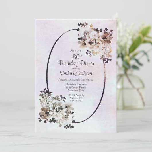 素朴フローラ80th誕生日ディナー 招待状 (スタンド正面)