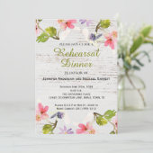 素朴フローラ・オン・ホワイト・ウッド・リハーサル・ディナー 招待状 (スタンド正面)