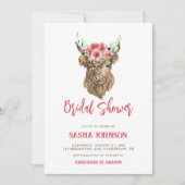 素朴フローラ&カウープリントウェスタンブライダルシャワー 招待状 (正面)