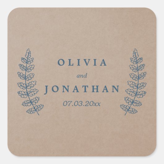 素朴フローラ |クラフトフェイク結婚式用シール スクエアシール (正面)