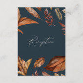 素朴フローラ&ネイビーウェディングレセプション エンクロージャーカード (正面)