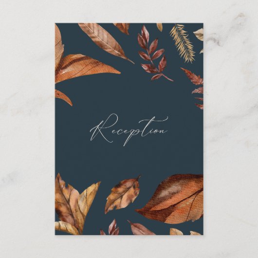 素朴フローラ&ネイビーウェディングレセプション エンクロージャーカード (正面)