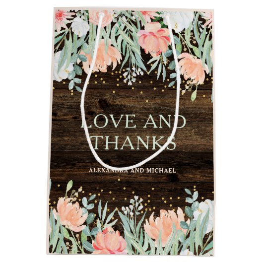 素朴フローラ |水色結婚の ミディアムペーパーバッグ (裏面)