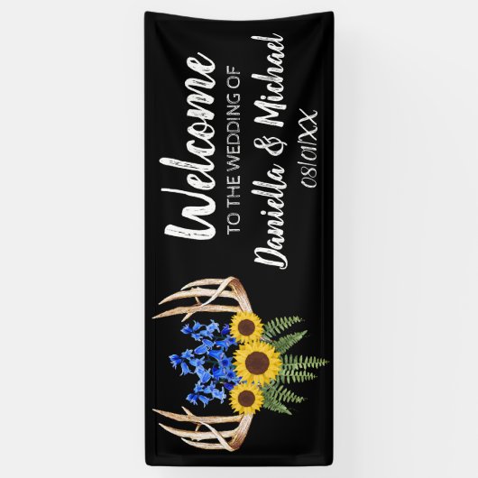 素朴フローラ〔雄ジカの〕枝角はWebサイトの結婚URL 横断幕 (縦)