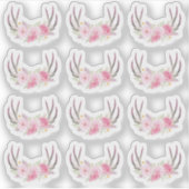 素朴フローラ〔雄ジカの〕枝角赤面ピンクエレガント12 – ピース シール (正面)