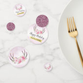 素朴フローラ〔雄ジカの〕枝角赤面ピンク&金ゴールド誕生日 コンフェッティ (グループ)