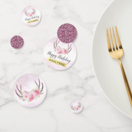 素朴フローラ〔雄ジカの〕枝角赤面ピンク&金ゴールド誕生日 コンフェッティ