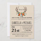 素朴フローラ〔雄ジカの〕枝角BOHOカップルシャワー結婚ズ 招待状 (正面)