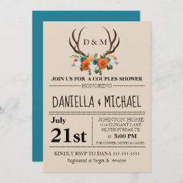 素朴フローラ〔雄ジカの〕枝角BOHOカップルシャワー結婚ズ 招待状