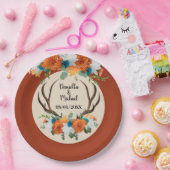 素朴フローラ〔雄ジカの〕枝角BOHO結婚の ペーパープレート (パーティー)