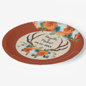 素朴フローラ〔雄ジカの〕枝角BOHO結婚の ペーパープレート (アングル)