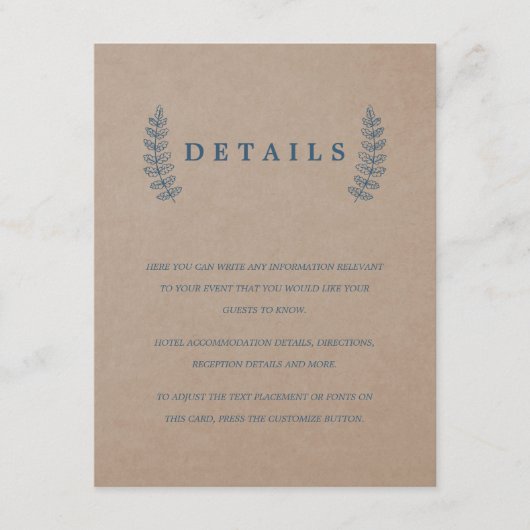 素朴フローラ | Kraftフェイクの結婚詳細カード エンクロージャーカード (正面)