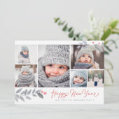 素朴フローラHappy New Year 数々の-Photo Collage シーズンカード (スタンド正面)