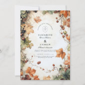 素朴ブドウの秋結婚の 招待状 (正面)