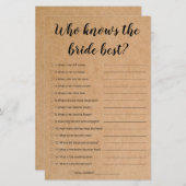 素朴ブライダルゲーム – 花嫁を知っている最高の人 (正面/裏面)