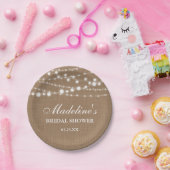 素朴ブライダルシャワーのバーラップのストリングライト ペーパープレート (パーティー)