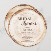 素朴ブライダルシャワーウッドカットグレインカスタム 招待状 (正面/裏面)