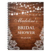 素朴ブライダルシャワーウッドライトレースギフトリスト ノートブック (正面)