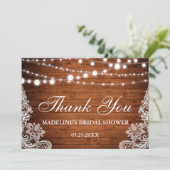 素朴ブライダルシャワーウッドライトレースサンキューホテル 招待状 (スタンド正面)