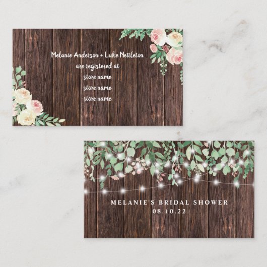 素朴ブライダルシャワーギフト登録証 エンクロージャーカード (正面/裏面)