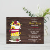 素朴ブライダルシャワーティーパーティーバラ&ひまわり 招待状 (スタンド正面)