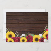 素朴ブライダルシャワーティーパーティーバラ&ひまわり 招待状 (裏面)