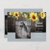 素朴ブライダルシャワーバイメールIIひまわり&写真 インビテーションポストカード (正面/裏面)