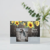 素朴ブライダルシャワーバイメールIIひまわり&写真 インビテーションポストカード (スタンド正面)