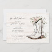 素朴ブライダルシャワーフローラ女性のカーボーイブーツ 招待状 (正面)
