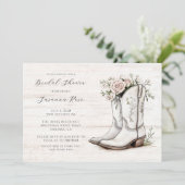 素朴ブライダルシャワーフローラ女性のカーボーイブーツ 招待状 (スタンド正面)