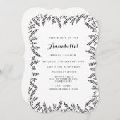 素朴ブライダルシャワーブラックとホワイト離れの縁どOS 招待状 (正面/裏面)