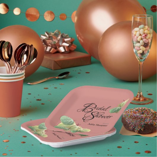 素朴ブライダルシャワー秋《植物》アスペン葉オレンジ ペーパープレート (複数)