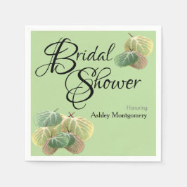 素朴ブライダルシャワー秋《植物》アスペン葉グリーン スタンダードカクテルナプキン