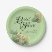 素朴ブライダルシャワー秋《植物》アスペン葉グリーン ペーパープレート (正面)