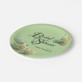 素朴ブライダルシャワー秋《植物》アスペン葉グリーン ペーパープレート (アングル)