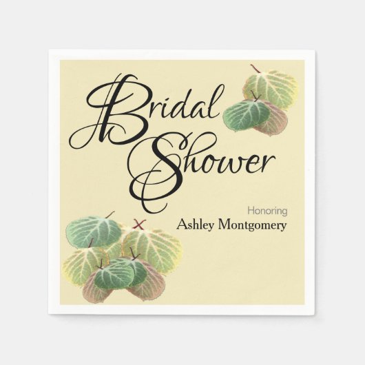 素朴ブライダルシャワー秋《植物》アスペン葉黄色 スタンダードカクテルナプキン (正面)