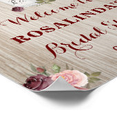 素朴ブライダルシャワー赤フローラ木材の背景ポー ポスター (角)