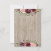 素朴ブライダルシャワー赤フローラ木材の背景 サンキューカード (裏面)