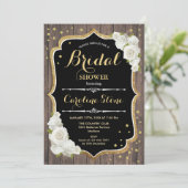 素朴ブライダルシャワー – ウッドホワイトローズ 招待状 (スタンド正面)