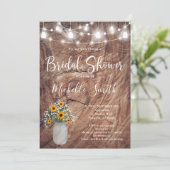 素朴ブライダルシャワー、メイソン・ジャー、ひまわりジャー 招待状 (スタンド正面)