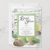 素朴ブライダルシャワー《植物》アスペンバークと葉 招待状 (正面)