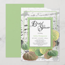 素朴ブライダルシャワー《植物》アスペンバークと葉 招待状